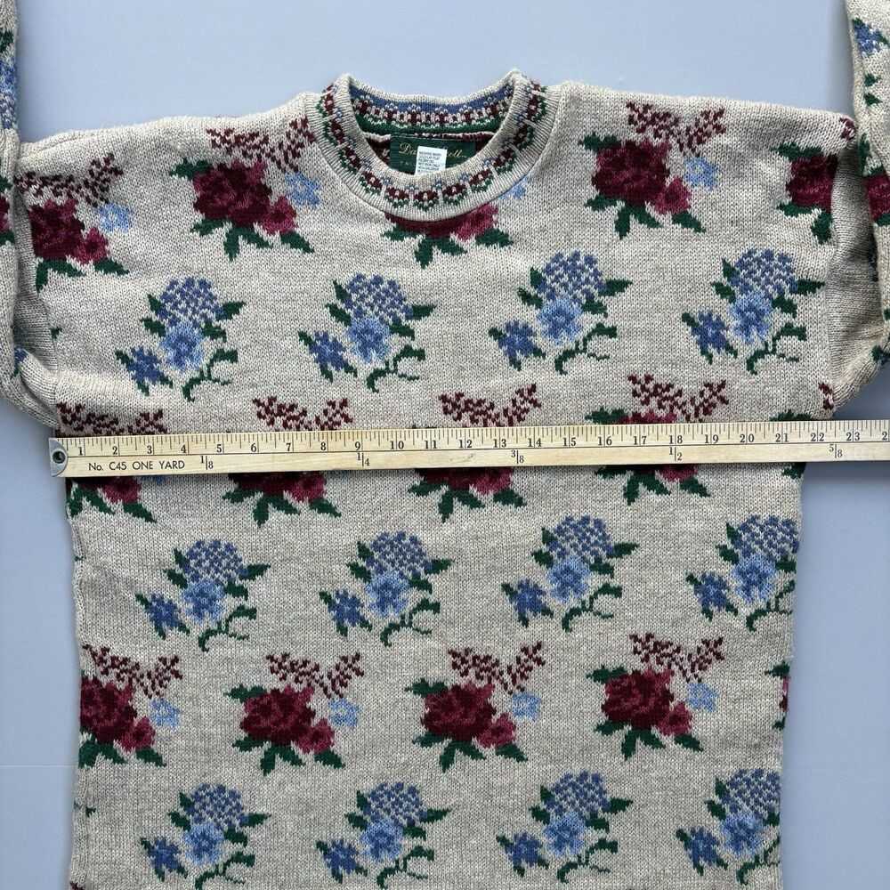 Y2K Vintage Sweater Dana Scott Womens Large Roses Cottagecore Granny Shabby Chic - Picture 7 of 9